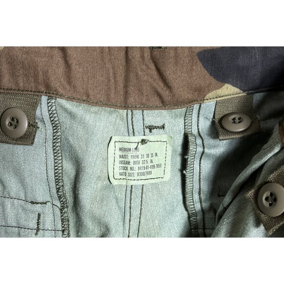 NOS US Military Cold Weather Trousers 1987 Surplus Woodland Camo Cargo M-Long - Picture 4 of 9